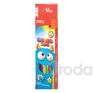 DELI Színesceruza készlet, vastag, 6 darabos, COLOR KIDS