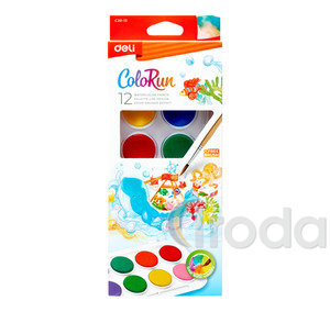DELI Vízfesték, 12 darabos, ColoRun