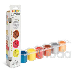 Tempera PRIMO 231TM6E met&aacute;l sz&iacute;nek, 6x25ml-es k&eacute;szlet, t&eacute;gelyes