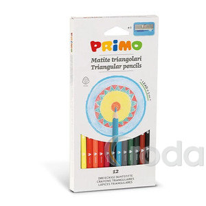 Sz&iacute;nesceruza PRIMO 515TRIS12  h&aacute;romsz&ouml;gletű, 12db-os + hegyező