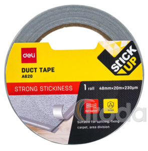 DELI StickUp Ragaszt&oacute;szalag sz&ouml;vetes, ez&uuml;st szinű, 48mm x 20fm