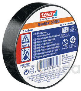 TESA 53947-05 Szigetelőszalag, fekete 20fmx19mm