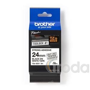 Feliratozószalag TZe-S251 24 mm FEHÉR-FEKETE BROTHER