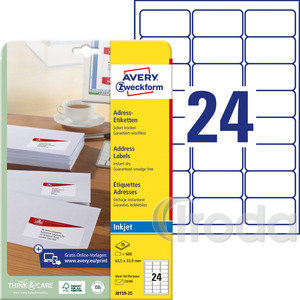AVERY-ZWECKFORM J8159 etikett 64x34mm fehér