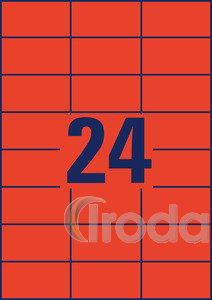 Etikett Avery 3448, 70x37mm piros, 100 lapos (2400 címke)