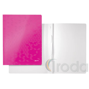 Gyorsfűző, laminált karton, A4, LEITZ Wow pink