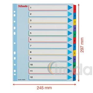 Esselte Maxi Regiszter, lamin&aacute;lt karton, A4 , 1-12, &uacute;jra&iacute;rhat&oacute;, 100209
