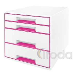 WOW CUBE fiókos irattároló, 4 fiók, fehér/rózsaszín 52132023