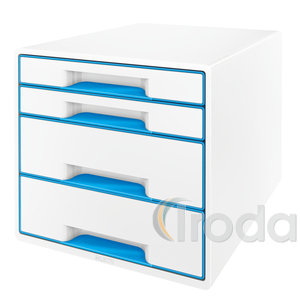 Leitz WOW CUBE fiókos irattároló, 4 fiók, fehér/kék 52132036