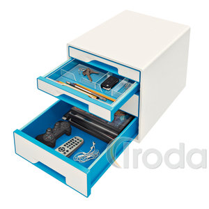 Leitz WOW CUBE fiókos irattároló, 4 fiók, fehér/kék 52132036