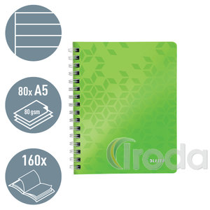 Leitz WOW spirálfüzet, A5, vonalas, zöld (46390064 helyettesítője) 46390054