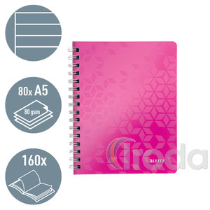 Leitz WOW spirálfüzet, A5, vonalas, rózsaszín 46390023