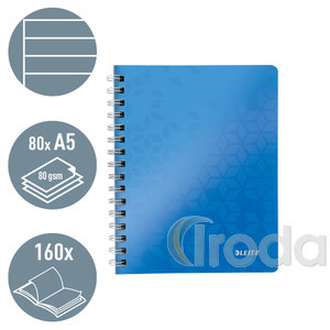 Leitz WOW spirálfüzet, A5, vonalas, kék 46390036
