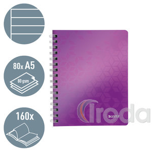 Leitz WOW spirálfüzet, A5, vonalas, lila 46390062