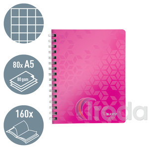 Leitz WOW spirálfüzet, A5, kockás, rózsaszín 46410023
