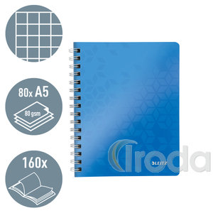 Leitz WOW spirálfüzet, A5, kockás, kék 46410036