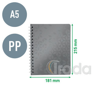 Leitz WOW spirálfüzet, A5, kockás, kék 46410036