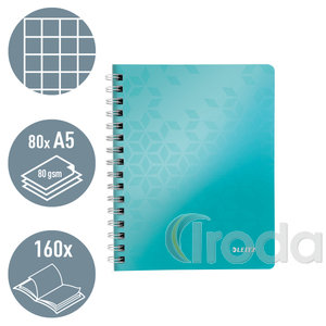 Leitz WOW spirálfüzet, A5, kockás, jégkék 46410051