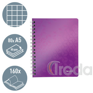 Leitz WOW spirálfüzet, A5, kockás, lila 46410062