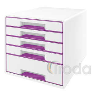 Leitz WOW CUBE fiókos irattároló, 5 fiók, fehér/lila 52141262