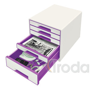 Leitz WOW CUBE fiókos irattároló, 5 fiók, fehér/lila 52141262