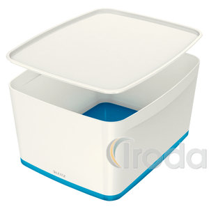Leitz MyBox tárolódoboz fedővel, nagy, fehér/kék 52161036