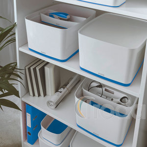 Leitz MyBox tárolódoboz fedővel, nagy, fehér/kék 52161036