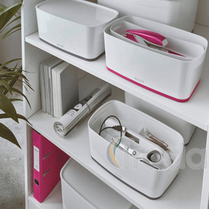 Leitz MyBox tárolódoboz fedővel, kicsi, fehér/rózsaszín 52291023