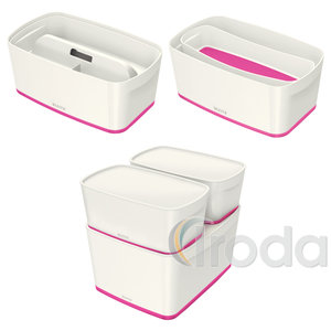 Leitz MyBox tárolódoboz fedővel, kicsi, fehér/rózsaszín 52291023