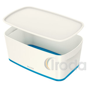 Leitz MyBox tárolódoboz fedővel, kicsi, fehér/kék 52291036
