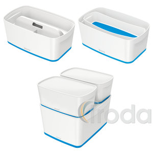 Leitz MyBox tárolódoboz fedővel, kicsi, fehér/kék 52291036
