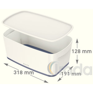 Leitz MyBox tárolódoboz fedővel, kicsi, fehér/kék 52291036