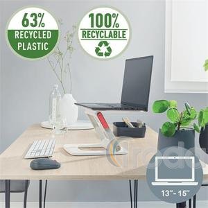 Leitz Ergo állítható laptopállvány, fehér, 63%-ban újrahasznosított műanyagból
