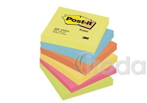 Öntapadós jegyzettömb 654 energikus színek, 6 tömb/csomag,  76x76 3M Post-it