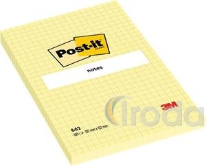 Öntapadós jegyzettömb 102×152 sárga négyzethálós 3M Post-it