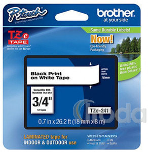 Brother TZe-241 18 mm sz&eacute;les 8 m hossz&uacute; szalagkazetta, Szalag:Feh&eacute;r - Betű:fekete