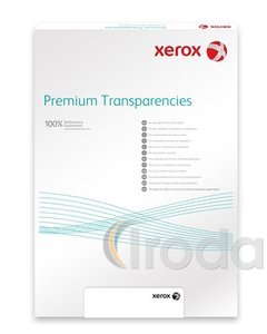 Xerox Fólia, írásvetítőhöz, A4, fekete-fehér és színes lézernyomtatóba, fénymásolóba, lehúzható vezetőcsíkkal, 100db/cso 003R98198