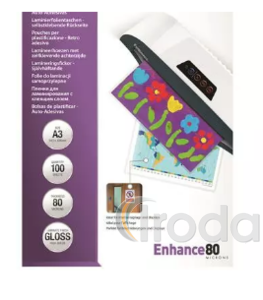 Lamináló fólia  A/3 80mic, öntapadó 100db/csomag