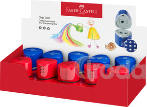 Faber-Castell Hegyező GRIP 2001 Trio tartályos 3lyukú piros,kék színben (standard grafit,színes és Jumbo ceruzához)