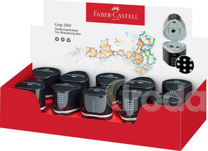 Faber-Castell Hegyező GRIP 2001 Trio tartályos 3lyukú fekete színben (standard grafit,színes és Jumbo ceruzához)
