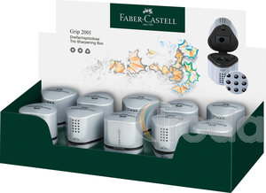 Faber-Castell Hegyező GRIP 2001 Trio tartályos 3lyukú ezüst színben (standard grafit,színes és Jumbo ceruzához)