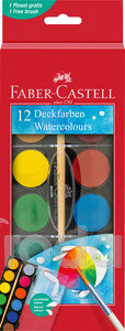 Faber-Castell Vízfestékkészlet 12db-os nagy 30mm-es koronggal + ecset