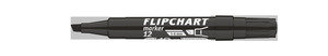 ICO 12 Flipchartmarker fekete, vágott csúcsos
