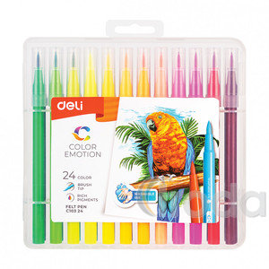 Ecsetfilc készlet, 4,1 mm, kimosható, DELI COLOR EMOTION, 24 különböző szín