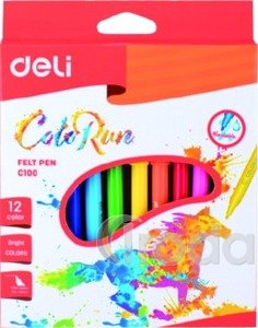 Filctollkészlet, 1,0 mm, DELI ColoRun, 12 különböző szín