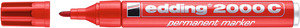 Filctoll alkoholos Edding 2000, kerek hegy, fém test, piros