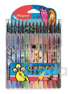 Filctoll &eacute;s sz&iacute;nes ceruza k&eacute;szlet Maped Color Peps Moster, 12+15 db