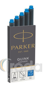 Töltőtoll patron Parker Quink hosszú, kék mosható festékkel, 5db/dob