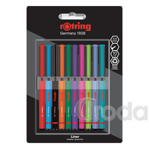 rOtring Tűfilc készlet, 10 darabos, rOtring Liner, vegyes szín