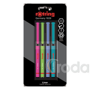 Tűfilc készlet, 4 darabos, rOtring Liner, vegyes szín